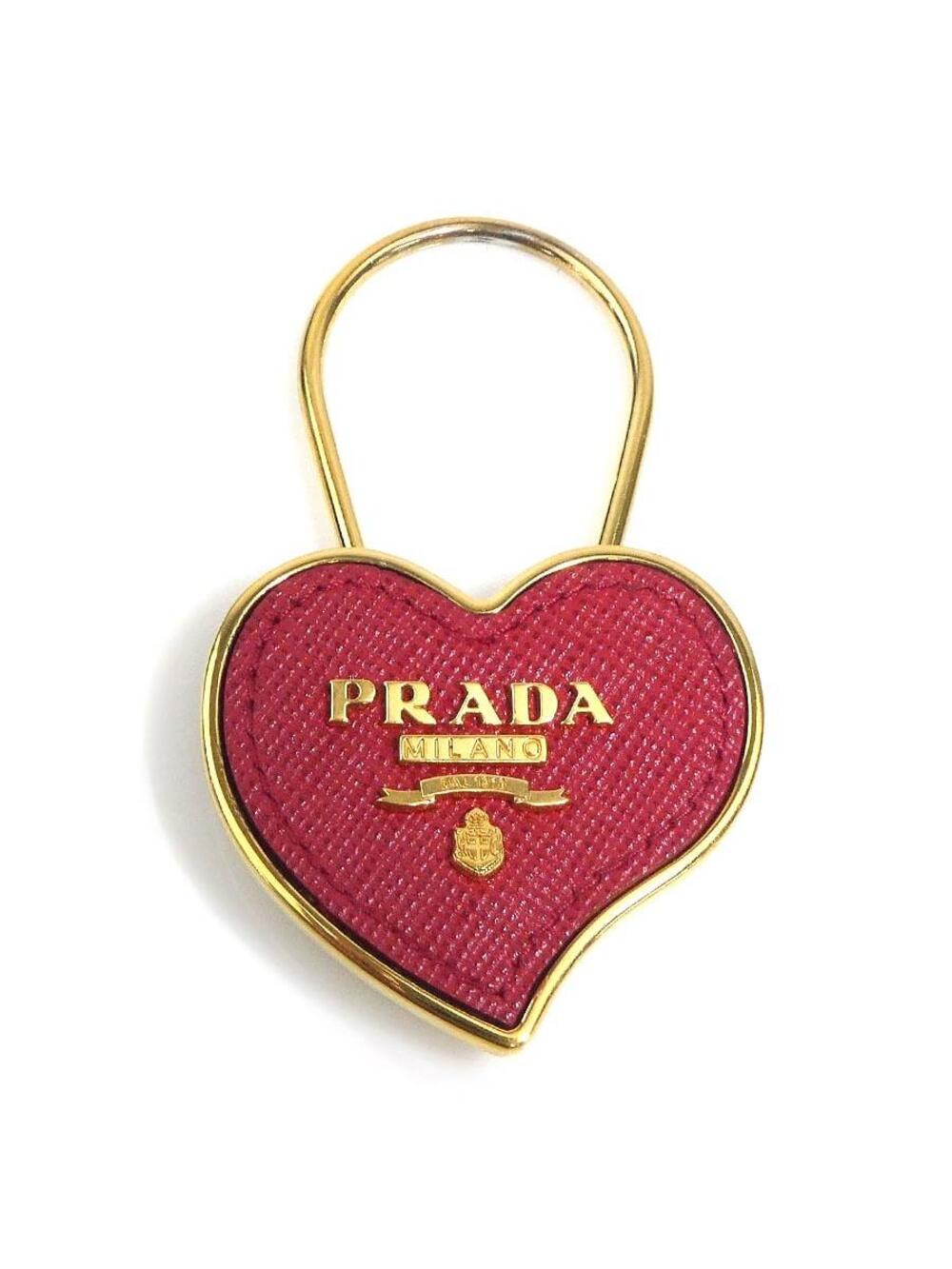 Auth Prada Heart Motif Key Ring #377298P14B
